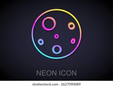 Linha de neon brilhante Planeta Marte ícone isolado no fundo preto.  Vetor