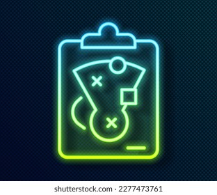 Glowing neon line Planning strategy concept icon isolated on black background. Baseball cup formation and tactic.  Vector
