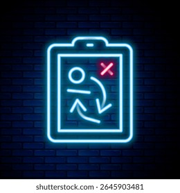 Glowing neon line Planning strategy concept icon isolated on brick wall background. Hockey cup formation and tactic. Colorful outline concept. Vector