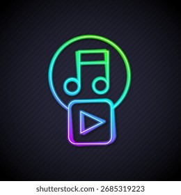 Glühende Neonlinie Spiel in quadratischem Symbol einzeln auf schwarzem Hintergrund.  Vektorgrafik