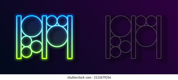 Glowing neon line Playground climbing equipment icon isolated on black background. Kid playground climb.  Vector