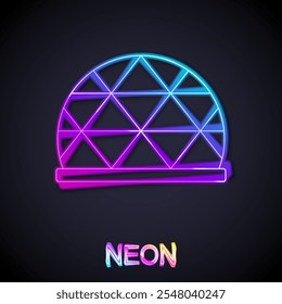 Glowing neon line Playground climbing equipment icon isolated on black background. Kid playground climb.  Vector
