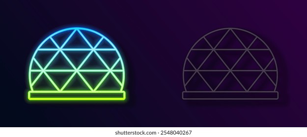 Glowing neon line Playground climbing equipment icon isolated on black background. Kid playground climb.  Vector