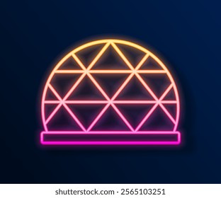 Glowing neon line Playground climbing equipment icon isolated on black background. Kid playground climb.  Vector