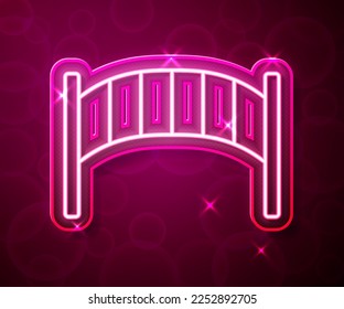 Glowing neon line Playground kids bridge icon isolated on red background.  Vector