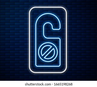 Línea de neón brillante Por favor, no moleste el icono aislado en el fondo de la pared de ladrillo. Etiquetas de la puerta del hotel. Ilustración vectorial