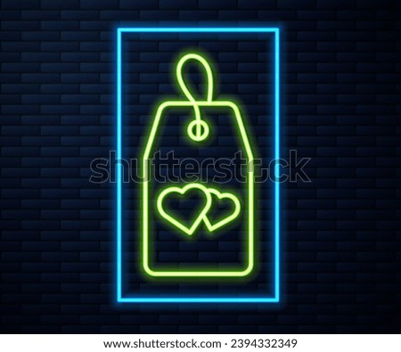 Glowing neon line Please do not disturb with heart icon isolated on brick wall background. Hotel Door Hanger Tags.  Vector