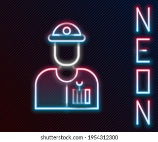 Glowing neon line Plumber icon isolated on black background. Colorful outline concept. Vector Illustration