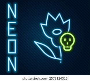 Glowing neon line Poison flower icon isolated on black background. Colorful outline concept. Vector