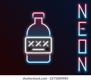 Glowing neon line Poisoned alcohol icon isolated on black background. Colorful outline concept. Vector