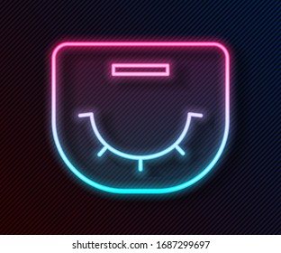 Glowing neon line Poker table icon isolated on black background.  Vector Illustration