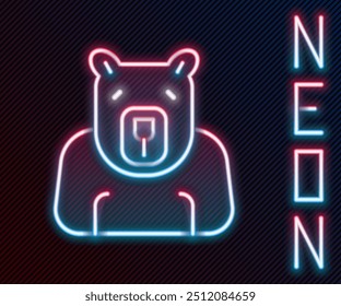 Glowing neon line Polar bear head icon isolated on black background. Colorful outline concept. Vector