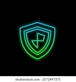 Glowing neon line Police badge icon isolated on black background. Sheriff's badge sign. Shield with star symbol. Colorful outline concept. Vector.