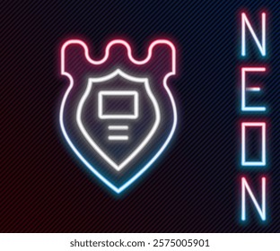 Glowing neon line Police badge icon isolated on black background. Sheriff badge sign. Colorful outline concept. Vector