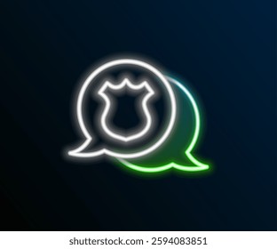 Glowing neon line Police badge icon isolated on black background. Sheriff badge sign. Colorful outline concept. Vector