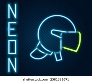 Glowing neon line Police helmet icon isolated on black background. Military helmet. Colorful outline concept. Vector