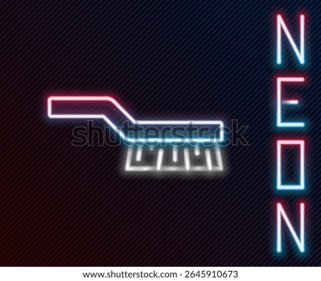 Glowing neon line Pool table brush icon isolated on black background. Biliard table brush. Colorful outline concept. Vector