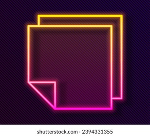 Glowing neon line Post note stickers icon isolated on black background. Sticky tapes with space for text or message.  Vector Illustration