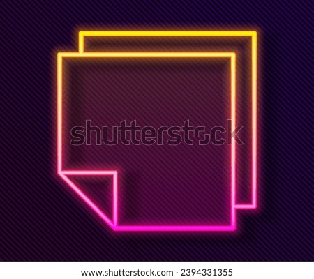 Glowing neon line Post note stickers icon isolated on black background. Sticky tapes with space for text or message.  Vector Illustration