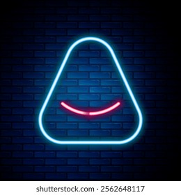 Glowing neon line Pouf icon isolated on brick wall background. Soft chair. Bag for the seat. Comfortable furniture armchair. Colorful outline concept. Vector