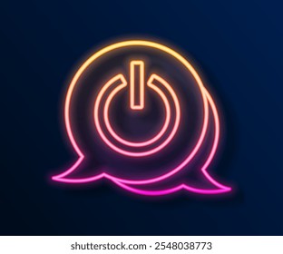 Icono de Botón de energía de línea de neón brillante aislado sobre fondo negro. Signo de inicio.  Vector