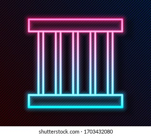 Glowing neon line Prison window icon isolated on black background.  Vector Illustration