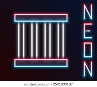 Glowing neon line Prison window icon isolated on black background. Colorful outline concept. Vector