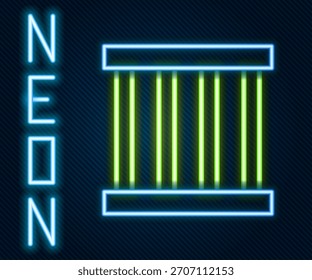 Glühende Neonlinie Symbol im Gefängnisfenster einzeln auf schwarzem Hintergrund. Farbiges Umrisskonzept Vektorgrafik