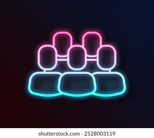 Glowing neon line Project team base icon isolated on black background. Business analysis and planning, consulting, team work, project management.  Vector