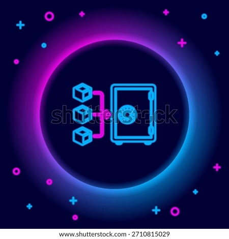 Glowing neon line Proof of stake icon isolated on black background. Cryptocurrency economy and finance collection. Colorful outline concept. Vector