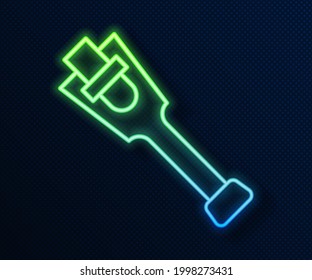 Glowing neon line Prosthesis leg icon isolated on blue background. Futuristic concept of bionic leg, robotic mechanical leg.  Vector