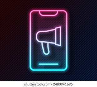 Glowing neon line Protest icon isolated on black background. Meeting, protester, picket, speech, banner, protest placard, petition, leader, leaflet.  Vector