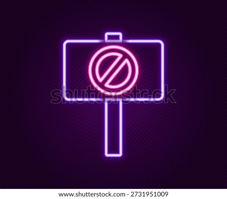 Glowing neon line Protest icon isolated on black background. Meeting, protester, picket, speech, banner, protest placard, petition, leader, leaflet. Colorful outline concept. Vector