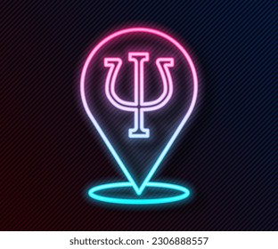 Glowing neon line Psychology icon isolated on black background. Psi symbol. Mental health concept, psychoanalysis analysis and psychotherapy.  Vector