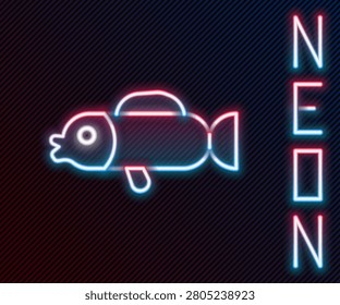 Glowing neon line Puffer fish icon isolated on black background. Fugu fish japanese puffer fish. Colorful outline concept. Vector