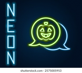 Glowing neon line Pumpkin icon isolated on black background. Happy Halloween party. Colorful outline concept. Vector