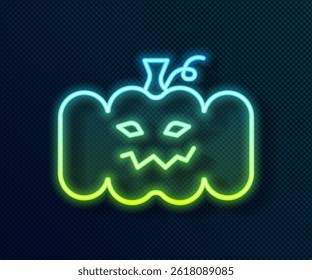 Glowing neon line Pumpkin icon isolated on black background. Happy Halloween party.  Vector
