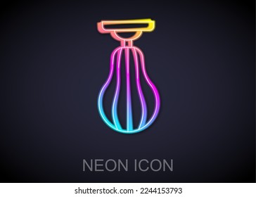 Glowing neon line Punching bag icon isolated on black background.  Vector