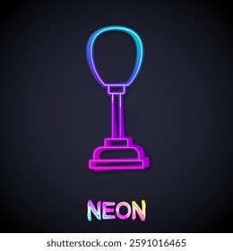 Glowing neon line Punching bag icon isolated on black background.  Vector