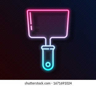 Glowing neon line Putty knife icon isolated on black background. Spatula repair tool. Spackling or paint instruments.  Vector Illustration