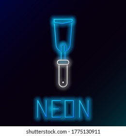 Glowing neon line Putty knife icon isolated on black background. Spatula repair tool. Spackling or paint instruments. Colorful outline concept. Vector