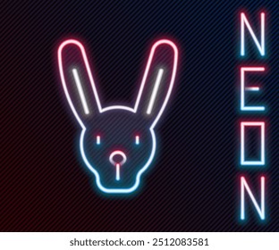 Glowing neon line Rabbit with ears icon isolated on black background. Magic trick. Mystery entertainment concept. Colorful outline concept. Vector