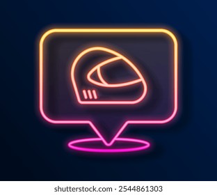 Glowing neon line Racing helmet icon isolated on black background. Extreme sport. Sport equipment.  Vector