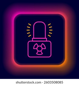 Glowing neon line Radioactive warning lamp icon isolated on black background. Colorful outline concept. Vector