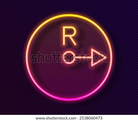 Glowing neon line Radius icon isolated on black background.  Vector