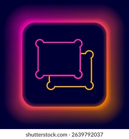 Glowing neon line Rectangular pillow icon isolated on black background. Cushion sign. Colorful outline concept. Vector