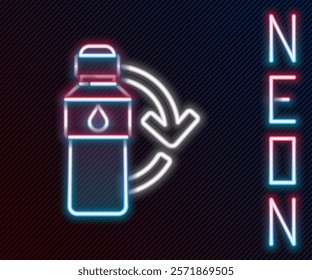 Glowing neon line Recycling plastic bottle icon isolated on black background. Colorful outline concept. Vector Illustration