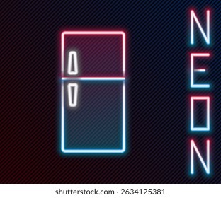 Glowing neon line Refrigerator icon isolated on black background. Fridge freezer refrigerator. Household tech and appliances. Colorful outline concept. Vector