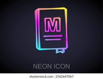 Glowing neon line Restaurant cafe menu icon isolated on black background.  Vector