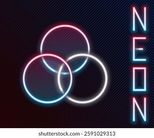 Glowing neon line RGB and CMYK color mixing icon isolated on black background. Colorful outline concept. Vector Illustration